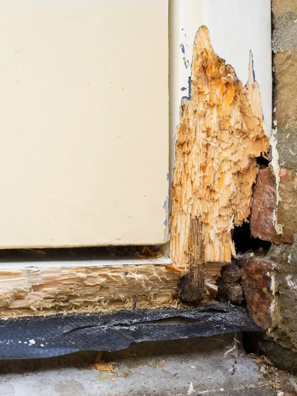Wood rot on a home.