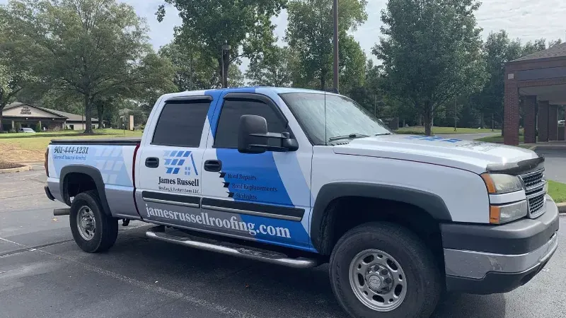 James Russell Roofing & Restoration truck.