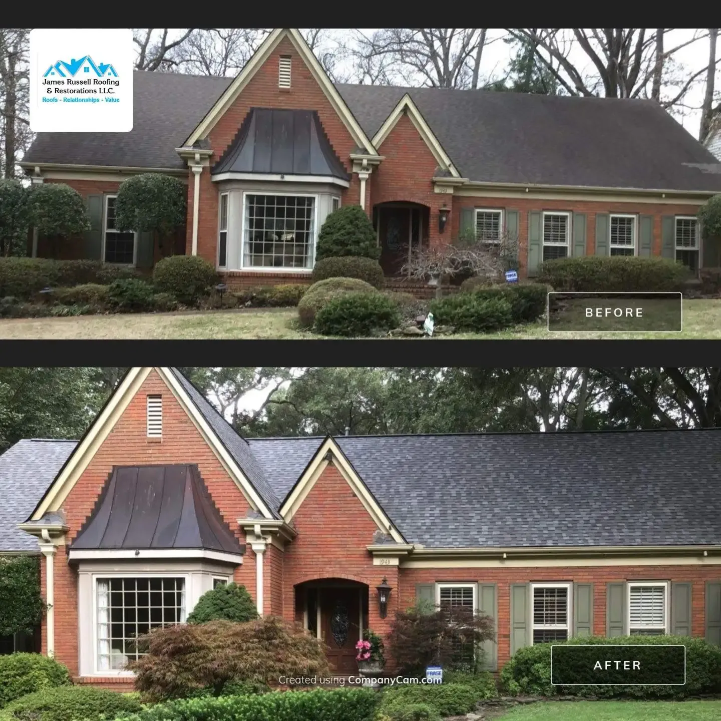 Roofing before and after by James Russell Roofing.