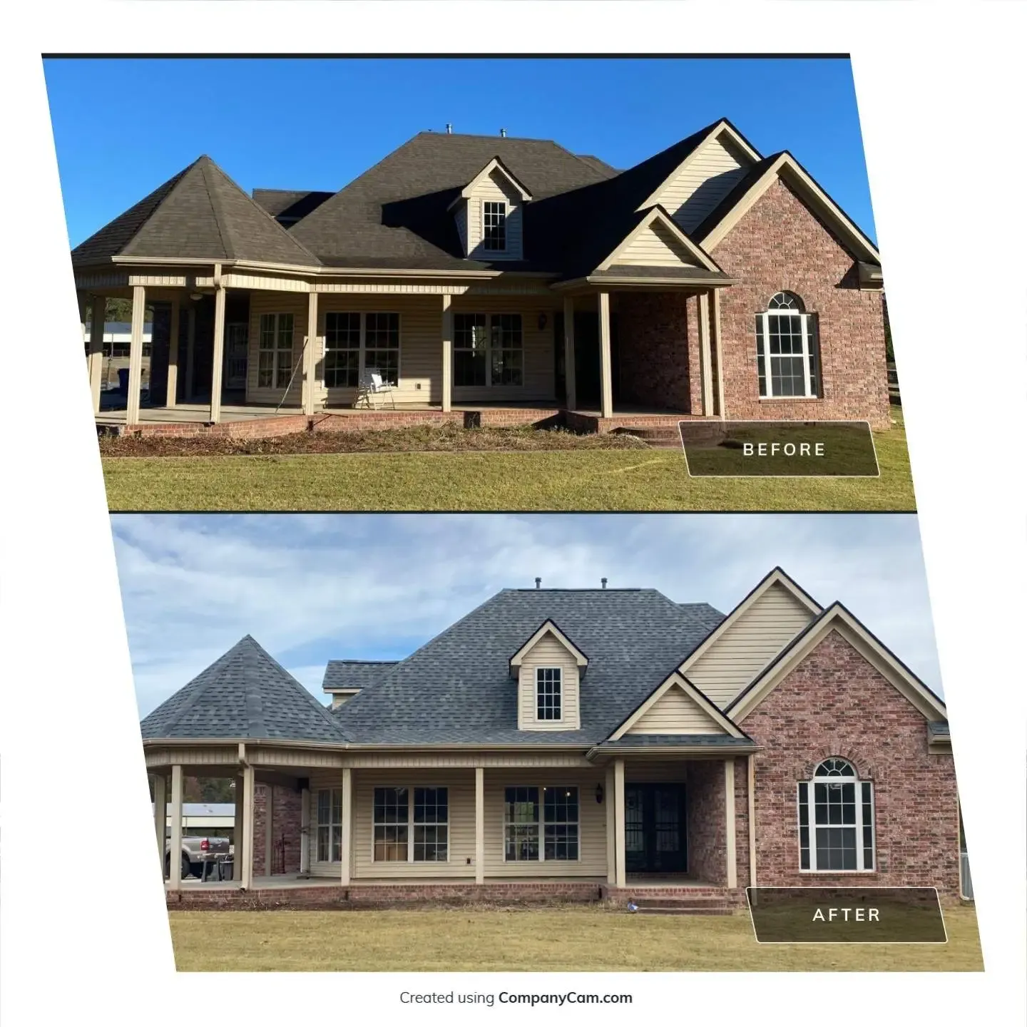 Roofing before and after.